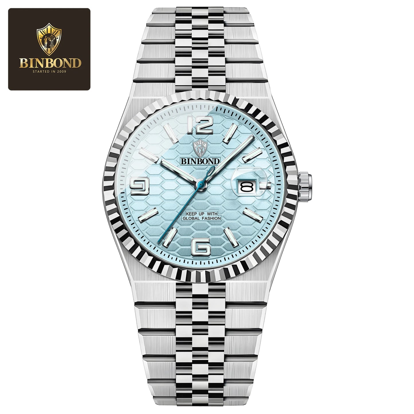 BINBOND Top Brand Luxury Men Quartz Watches Original Watch for Man Waterproof Luminous Date Week Stainless Steel Wristwatch Male