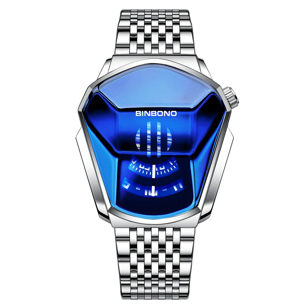 Binbond Top Luxury Brand Trend Cool Men's Wrist Watch Stainless Steel Technology Fashion Quartz Watch For Men JiChe01