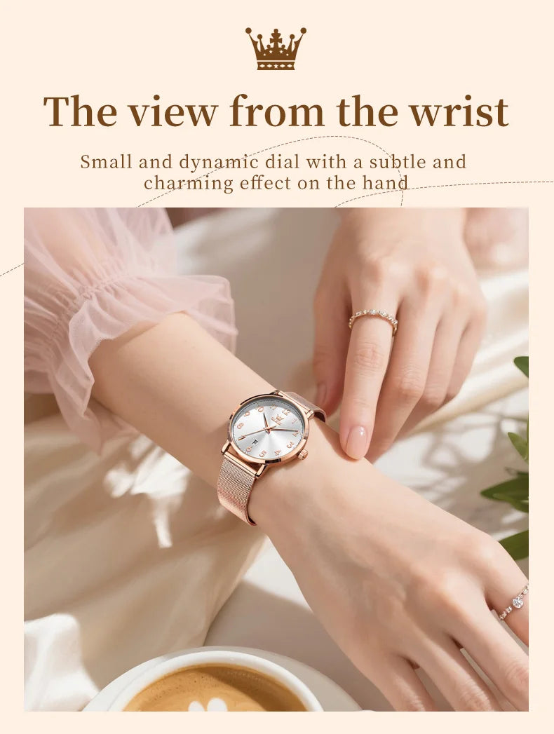 OLEVS New 5653 Women Watch Luxury Brand Quartz Watch Elegant Rose Gold Digital Waterproof Watch HD Simple Bracelet Women Watch