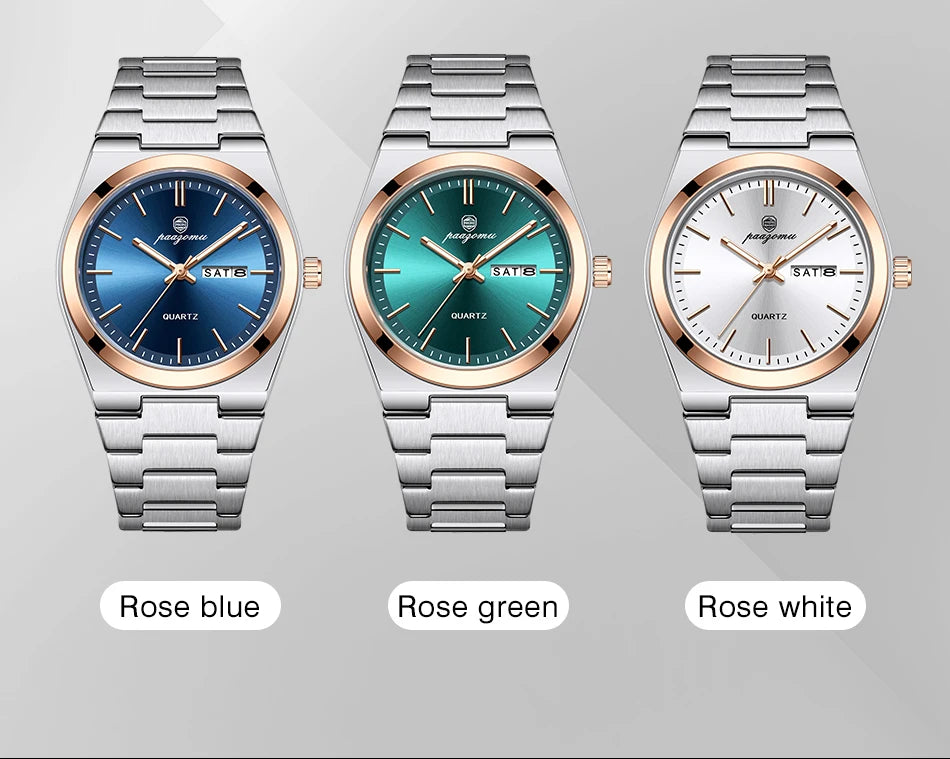 PENGAGAR Luxury Quartz Man Wristwatch Sport Men Watches Waterproof Luminous Date Week Stainless Steel Men's Watch Male Reloj+box