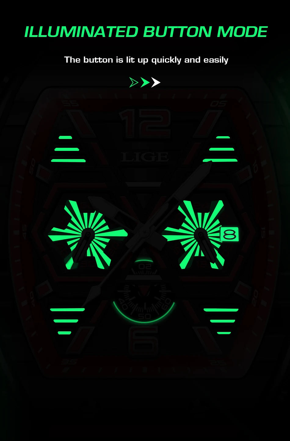 LIGE Men Watch Fashion Luxury Waterproof Quartz Wristwatch Luminous Casual Sports Silicone Strap Clock Auto Date Man Watches+Box