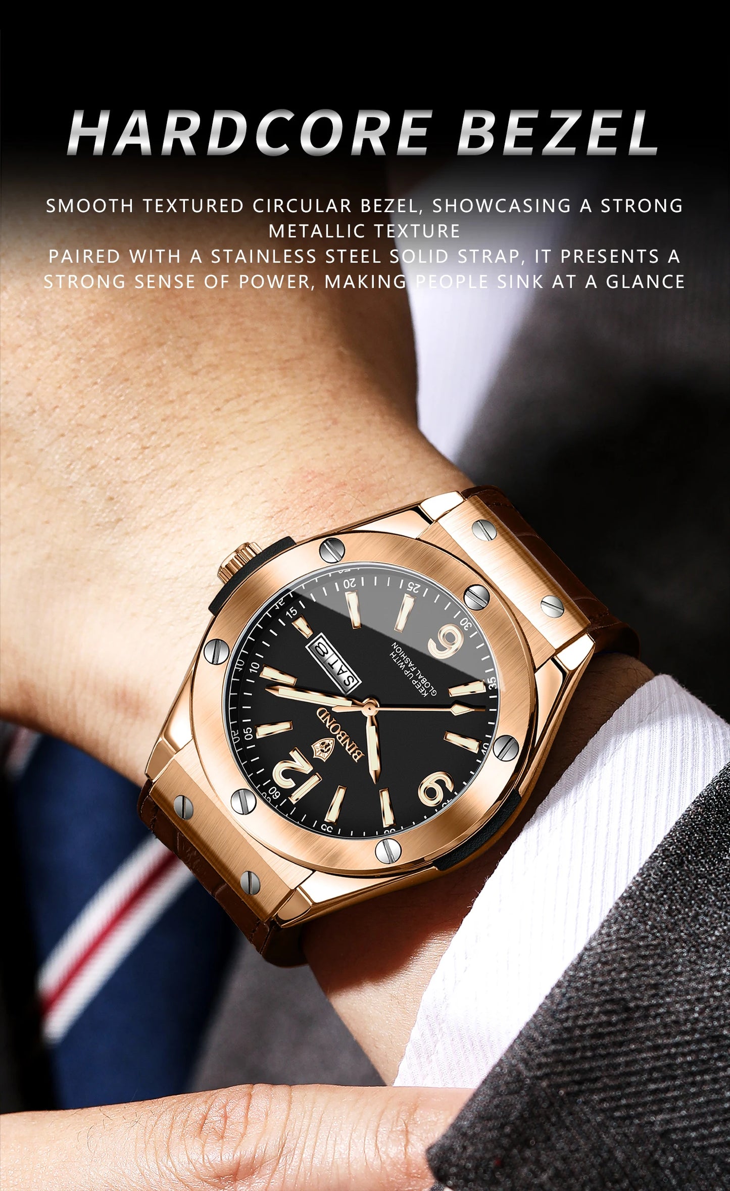 BINBOND New 225 Fashion Men's Quartz Watch Waterproof Luminous Calendar Versatile Casual Men's Quartz Watch 2025