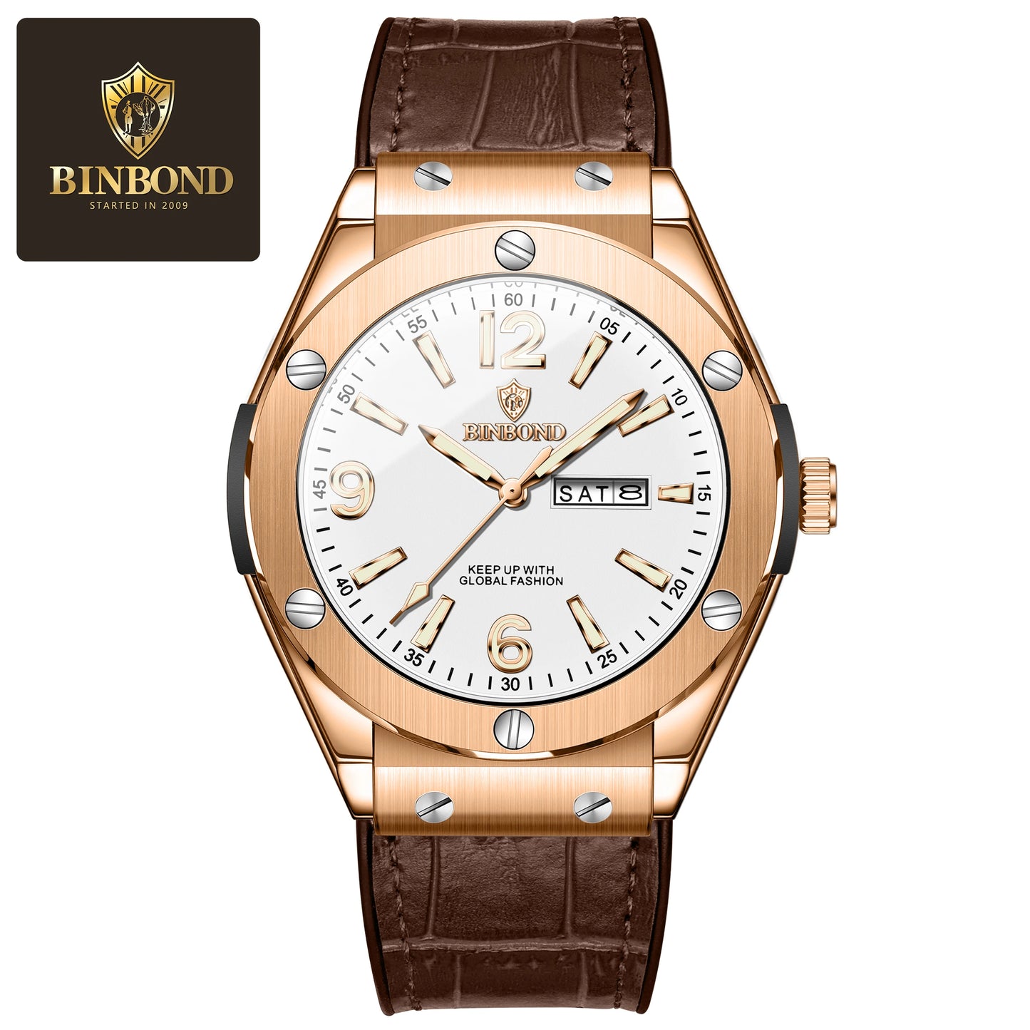 BINBOND New 225 Fashion Men's Quartz Watch Waterproof Luminous Calendar Versatile Casual Men's Quartz Watch 2025