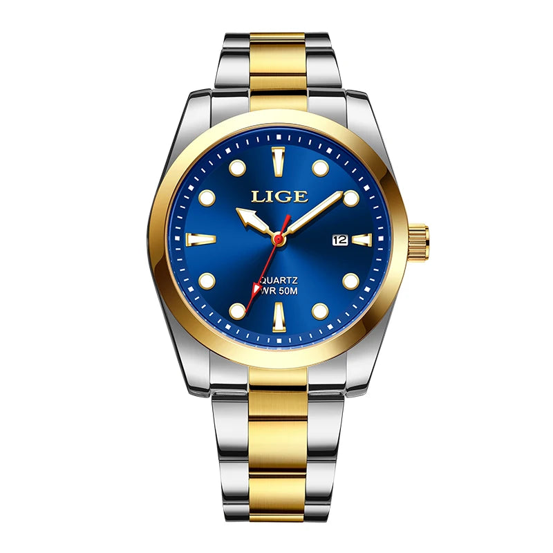 LIGE Business Waterproof Watch Men Fashion Military Sports Men's Quartz Wristwatches Top Brand Luxury Chronograph Montre Homme