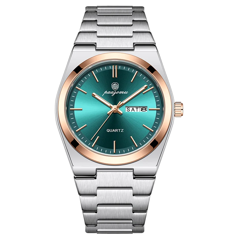 PENGAGAR Luxury Quartz Man Wristwatch Sport Men Watches Waterproof Luminous Date Week Stainless Steel Men's Watch Male Reloj+box