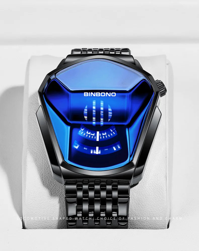 Binbond Top Luxury Brand Trend Cool Men's Wrist Watch Stainless Steel Technology Fashion Quartz Watch For Men JiChe01