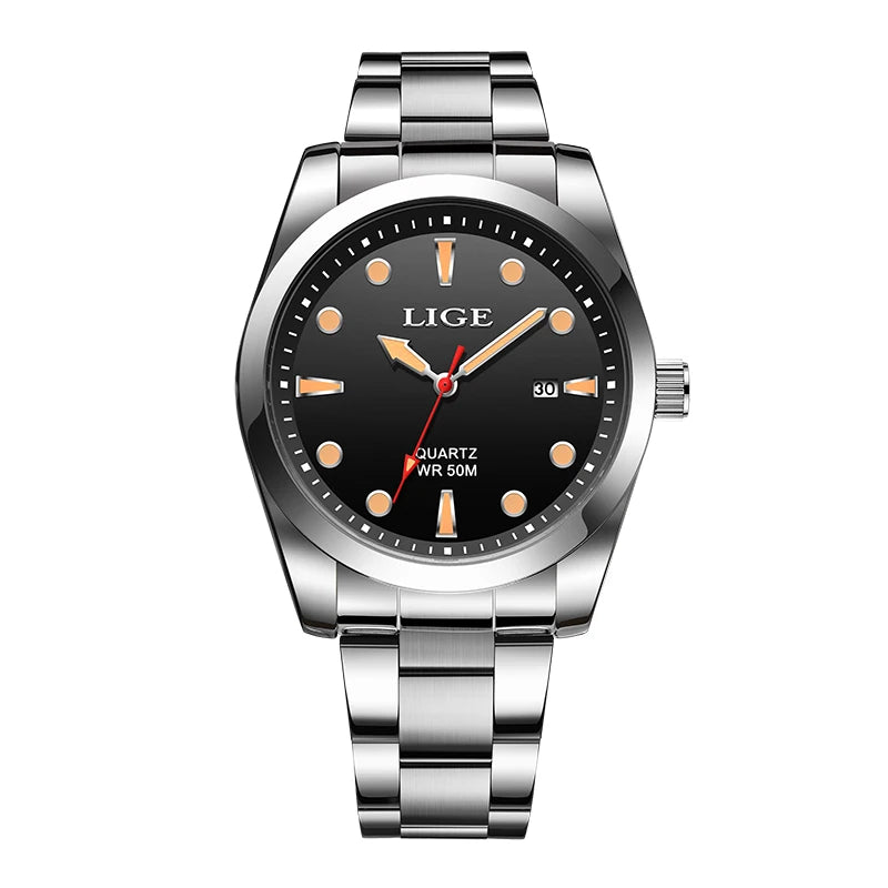 LIGE Business Waterproof Watch Men Fashion Military Sports Men's Quartz Wristwatches Top Brand Luxury Chronograph Montre Homme