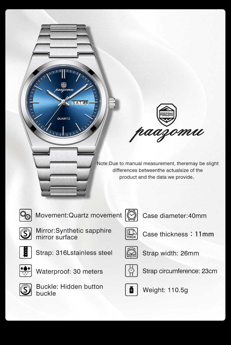 PENGAGAR Luxury Quartz Man Wristwatch Sport Men Watches Waterproof Luminous Date Week Stainless Steel Men's Watch Male Reloj+box