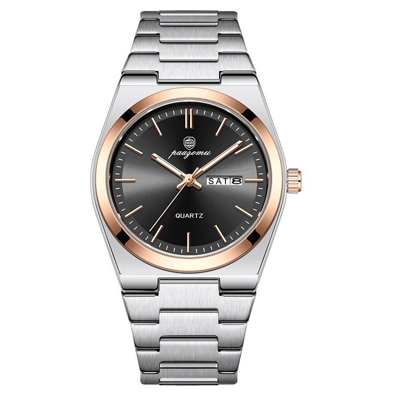 PENGAGAR Luxury Quartz Man Wristwatch Sport Men Watches Waterproof Luminous Date Week Stainless Steel Men's Watch Male Reloj+box