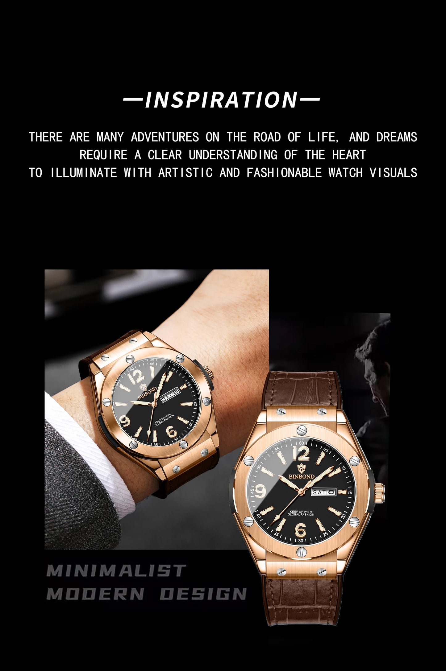 BINBOND New 225 Fashion Men's Quartz Watch Waterproof Luminous Calendar Versatile Casual Men's Quartz Watch 2025