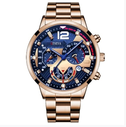 Men's Fashion Stainless Steel Band Quartz Watch with Calendar