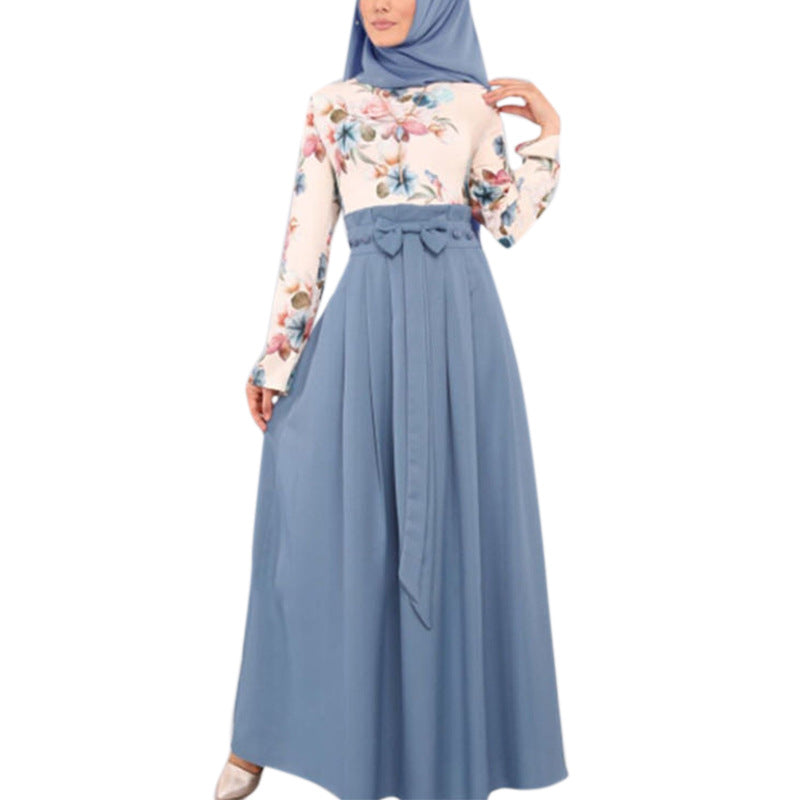Patchwork printed long dress