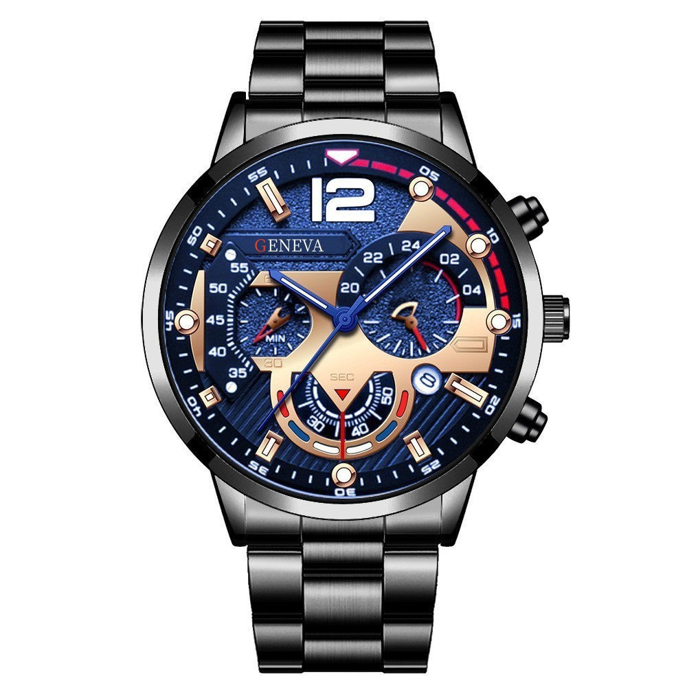 Men's Fashion Stainless Steel Band Quartz Watch with Calendar