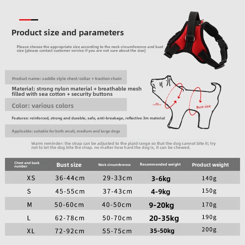 Dog leash, dog chain, chest harness