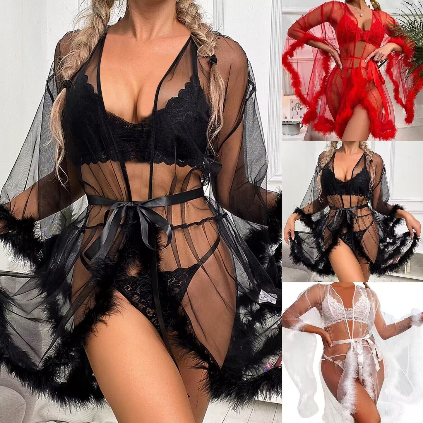 See-through mesh sexy underwear seduces MAO MAO's pajamas