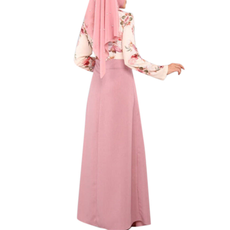Patchwork printed long dress