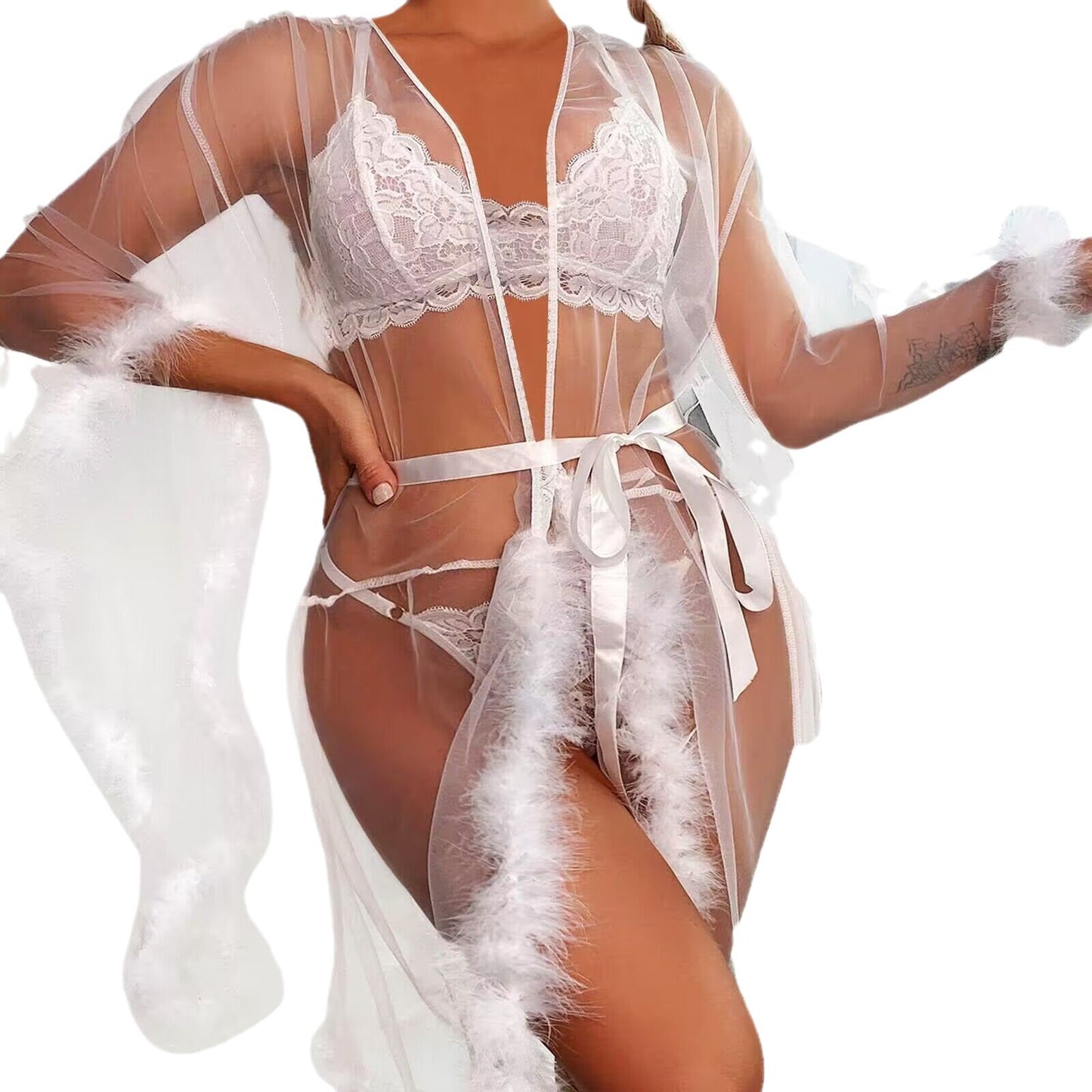 See-through mesh sexy underwear seduces MAO MAO's pajamas