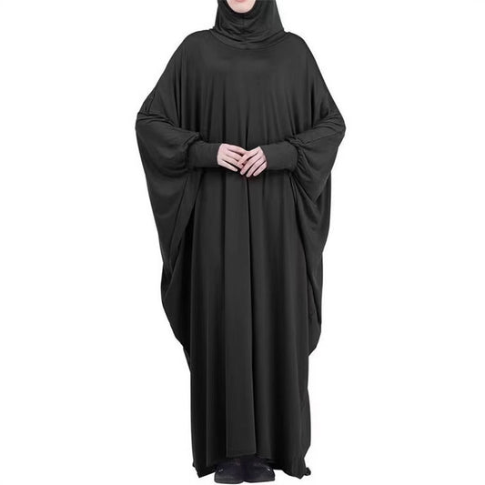 Hooded bat-sleeved dress