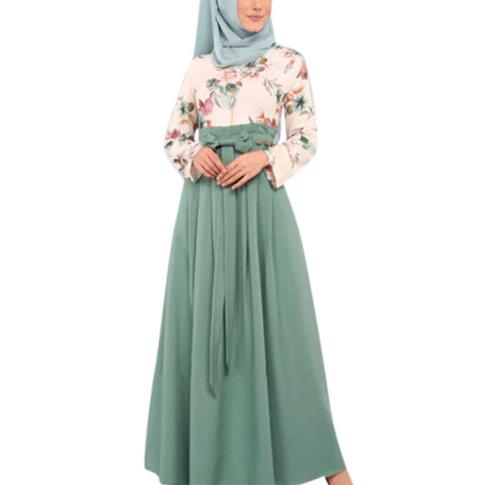 Patchwork printed long dress