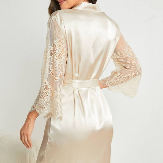Home Clothes Underwear Pajamas Satin Faux Silk Sexy Home Nightdress Nightgown Women