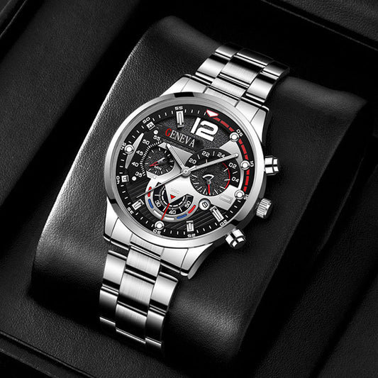 Men's Fashion Stainless Steel Band Quartz Watch with Calendar