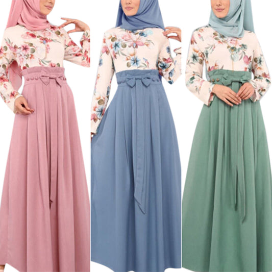 Patchwork printed long dress