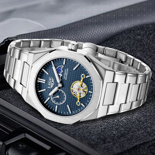 LIGE 2025 New Mechanical Watches Men Fashion Luxury Automatic Mens Watch Waterproof Luminous Tourbillon Wristwatch Reloj Hombre