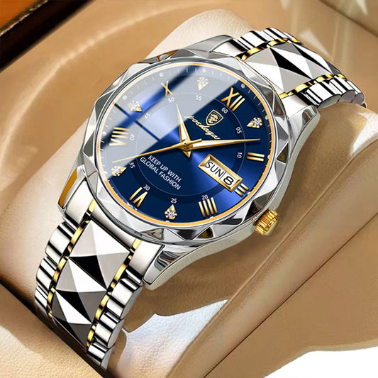 POEDAGAR Top Brand Luxury Men's Watches Waterproof Luminous Calendar Week Watch For Man Casual Stainless Steel Quartz Men Watch