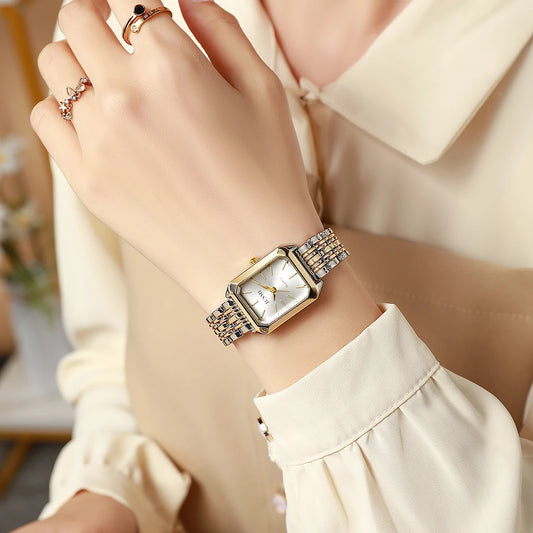 New Fashionable Simple Explosive Square Bar Scale Dial Steel Strip Quartz Watch