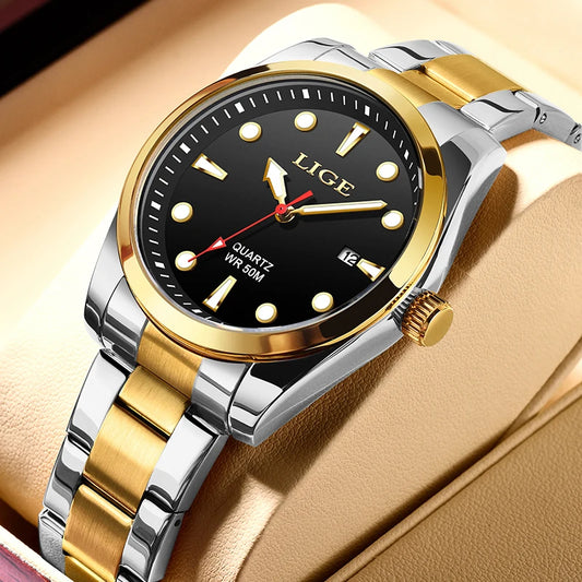 LIGE Business Waterproof Watch Men Fashion Military Sports Men's Quartz Wristwatches Top Brand Luxury Chronograph Montre Homme
