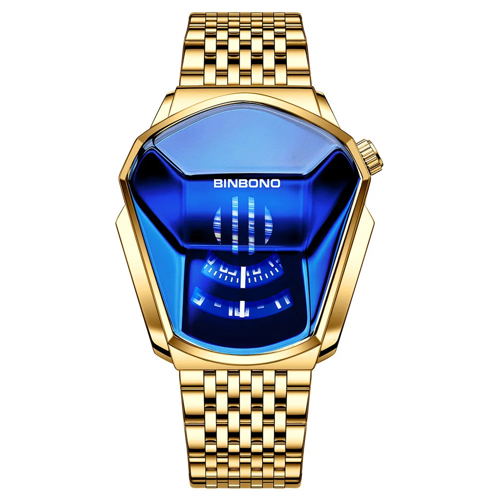 Binbond Top Luxury Brand Trend Cool Men's Wrist Watch Stainless Steel Technology Fashion Quartz Watch For Men JiChe01